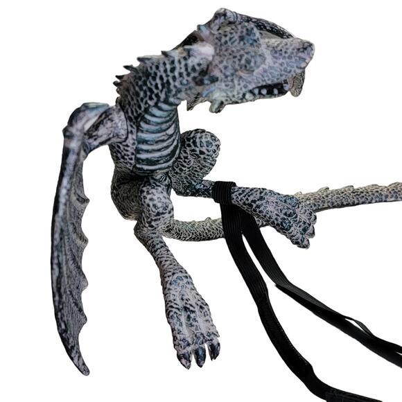 Dragon Figure 29" Long Tail Gray Plastic Toy Mythical Gothic Halloween Decor - Picture 4 of 8